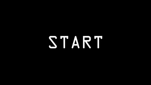 White picture of start on a black background. Getting Started. Distortion liquid style transition icon for your project. 4K video animation for motion graphics and compositing.