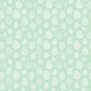 Colourful Easter pattern with bunnies and colourful eggs. Vector