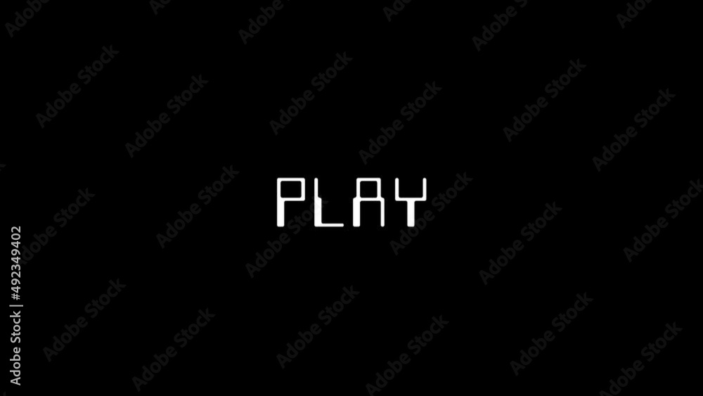 Poster white picture of play on a black background. start the game. distortion liquid style transition icon