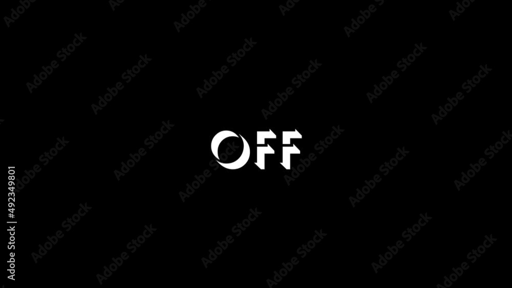 Poster white picture of off on a black background. end the game. distortion liquid style transition icon fo