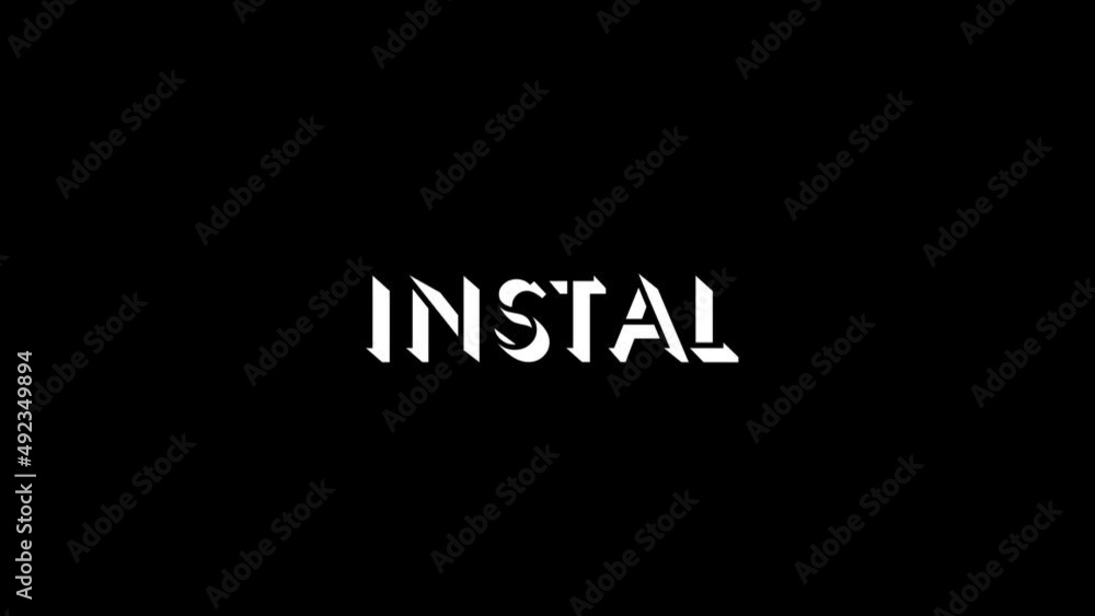Poster white picture of instal on a black background. program installation. distortion liquid style transit