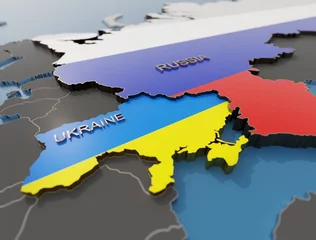 Deurstickers russia ukraine war 3d map animation. © appledesign