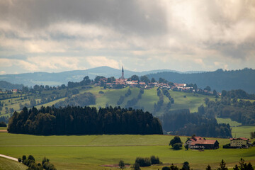 Landscape panorama from Bavarian and Bohemian Forest,Germany