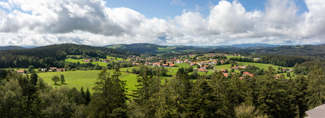 Fototapeta na wymiar Landscape panorama from Bavarian and Bohemian Forest,Germany