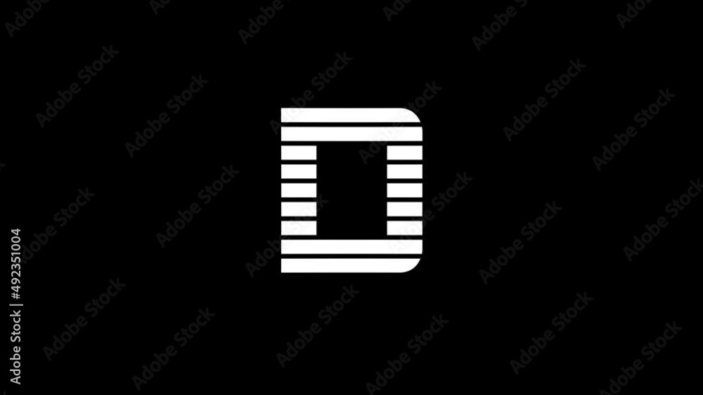 Poster white picture of d on a black background. alphabet. distortion liquid style transition icon for your