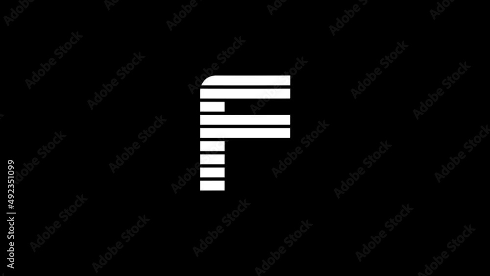 Poster white picture of f on a black background. alphabet. distortion liquid style transition icon for your