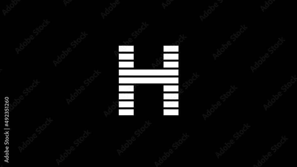 Poster white picture of h on a black background. alphabet. distortion liquid style transition icon for your