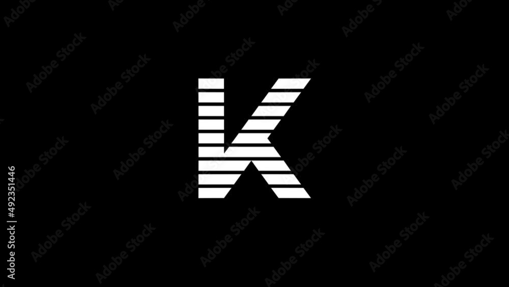 Poster white picture of k on a black background. alphabet. distortion liquid style transition icon for your