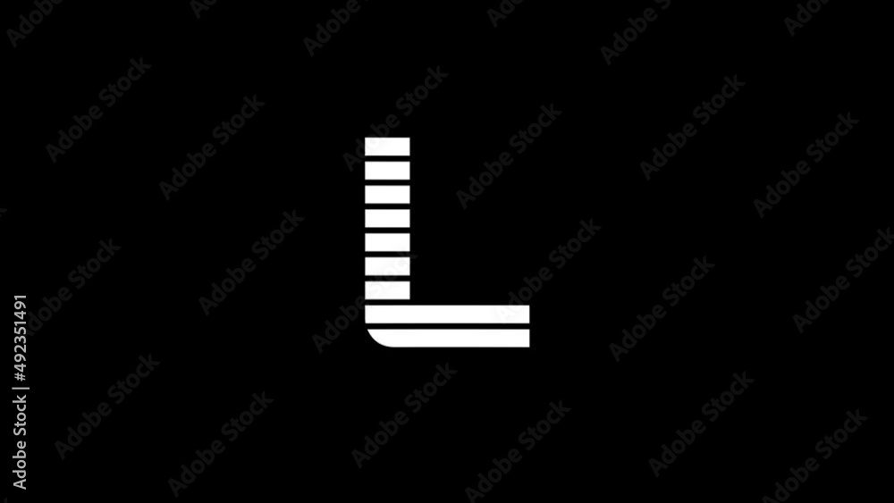 Poster white picture of l on a black background. alphabet. distortion liquid style transition icon for your