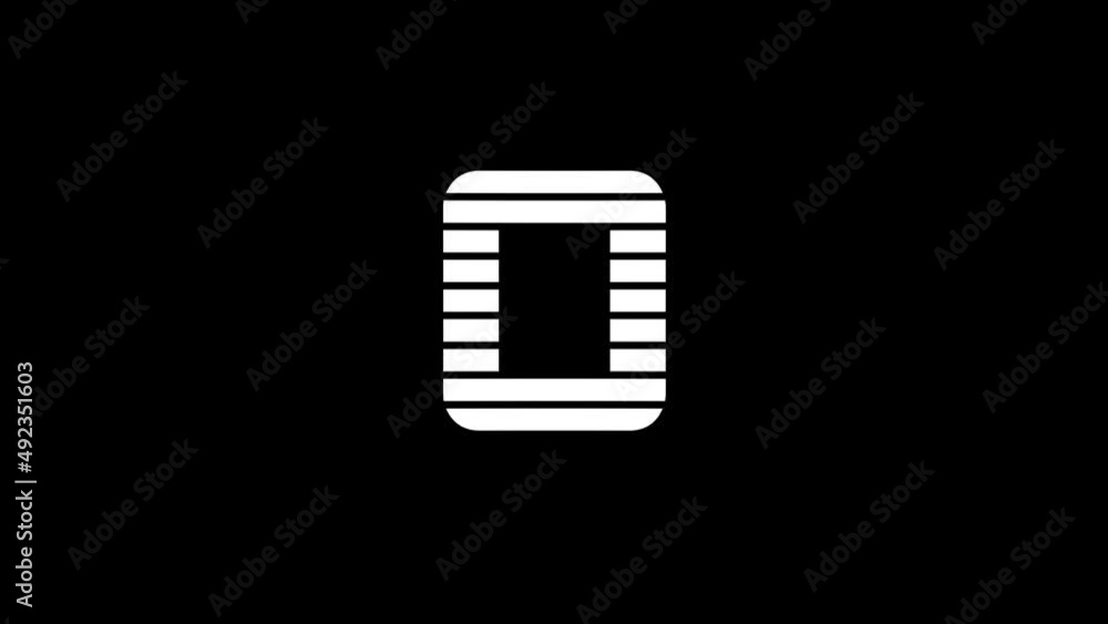 Poster white picture of o on a black background. alphabet. distortion liquid style transition icon for your