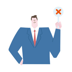 A man holding a placard with a cross.