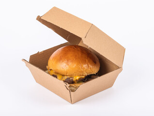 hamburger box standing on a white background
