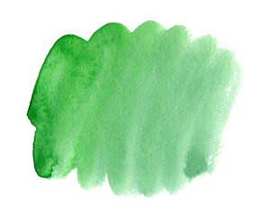 Abstract green watercolor brush strokes shape as a background isolated on white