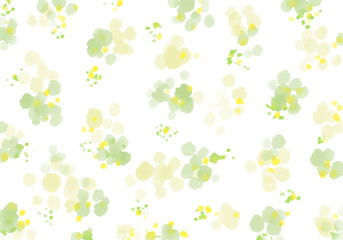 おしゃれグリーンの水彩パターン　爽やかホワイト