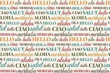 seamless repeating pattern with word hello in different languages © sweetberry