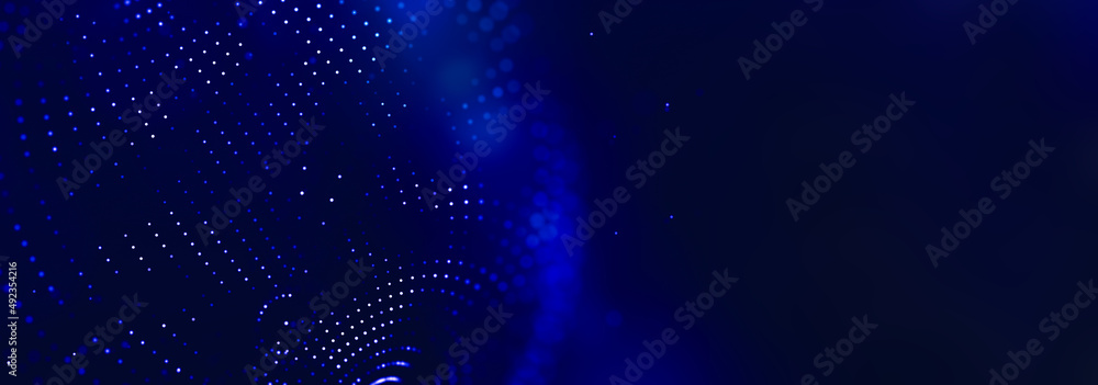 Poster global dots data on abstract blue background.