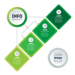 Infographic of green technology or education process with four steps. Eco Business presentation with 4 options. Web Template of a sales pipeline or info chart. 4 steps diagram.