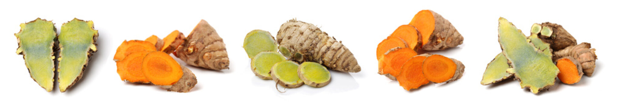 Blue ginger root on white background