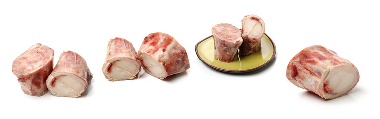 Raw caw bones on white background