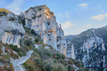 Fototapeta na wymiar Morning walk through the Mascun canyon at first light.