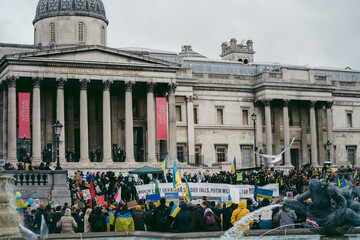 Ukrainian people protest, thousands gather to demand tougher sanctions on Russia from British...