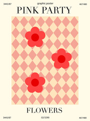 Modern poster with flowers. Posters in different colors for your projects and presentations, prints on t-shirts and hoodies