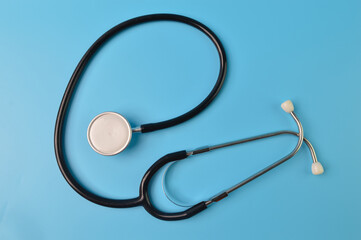 Stethoscope isolated on a blue background. medical concept.