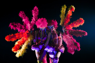 circus performers. clown girls, carnival. halloween