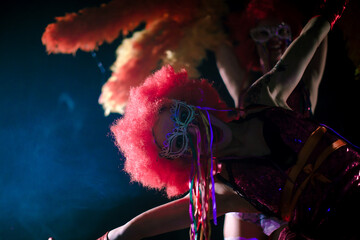 circus performers. clown girls, carnival. halloween