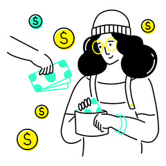 woman takes money to invest