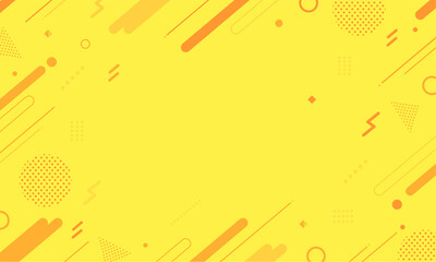 【オレンジ・黄色系】幾何学模様背景・メンフィスのフレームパターン素材