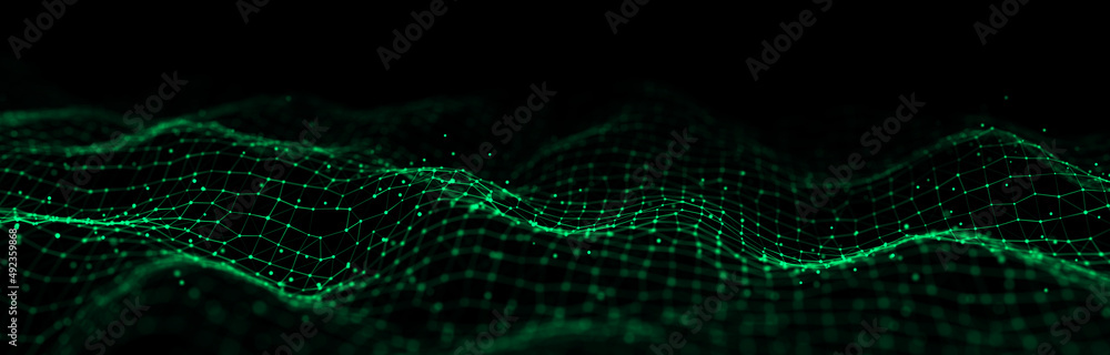 Poster 3d digital wave. technology wave. flow digital structure. cyber technology background. 3d rendering.