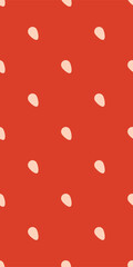 Texture verticale aux fraises. Modèle sans couture de baies sucrées avec des graines blanches. Illustration vectorielle de couverture de livre pour enfants. Papiers peints imprimés rouges