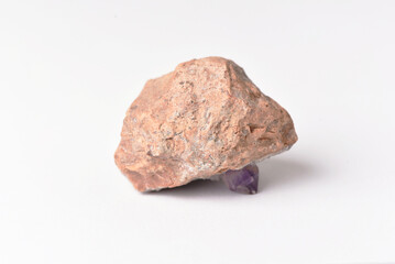 amethyst crystal grown on another stone ,marble, granite,