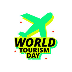 world tourism day black flat label