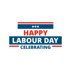 happy labour day line flat label