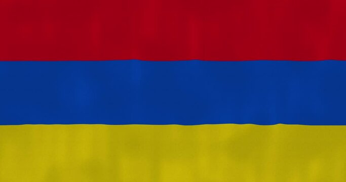 Armenia flag waving in the wind, glitched with highly detailed fabric texture. Hacking, technology. 4k, Animated Realistic.