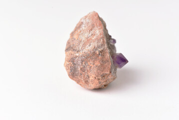 amethyst crystal grown on another stone ,marble, granite,