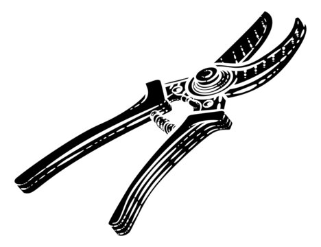black and white garden shears clip art preview
