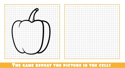Sweet bell pepper linear drawing the game repeat the picture in the cells