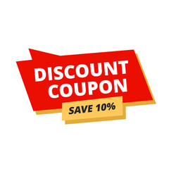 discount coupon save 10% red flat label