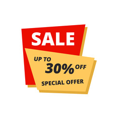 sale up to 30% off red flat label