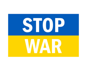 Stop War In Ukraine Flag Icon Emblem Abstract Symbol Vector Illustration White