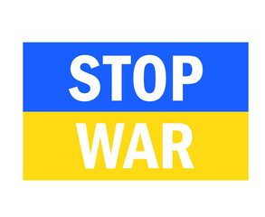 Stop War In Ukraine Flag Icon Emblem Abstract Symbol Vector Illustration White