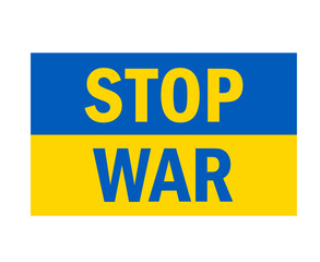 Stop War In Ukraine Flag Icon Emblem Abstract Symbol Vector Illustration