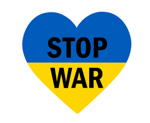 Stop War In Ukraine Flag Heart Emblem Abstract Symbol Vector Illustration Black