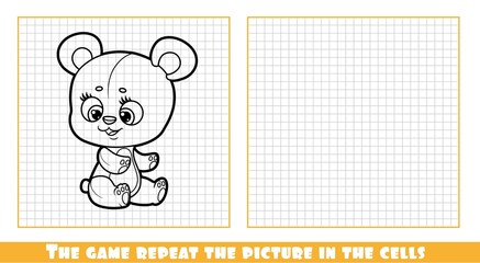 Cute cartoon little Teddy Bear the game repeat the picture in the cells