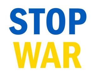 Stop War In Ukraine Yellow And Blue Abstract Symbol Vector Illustration