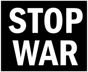 Stop War In Ukraine White Abstract Symbol Vector Illustration With Black Background