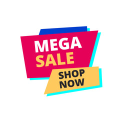 mega sale shop now red flat label